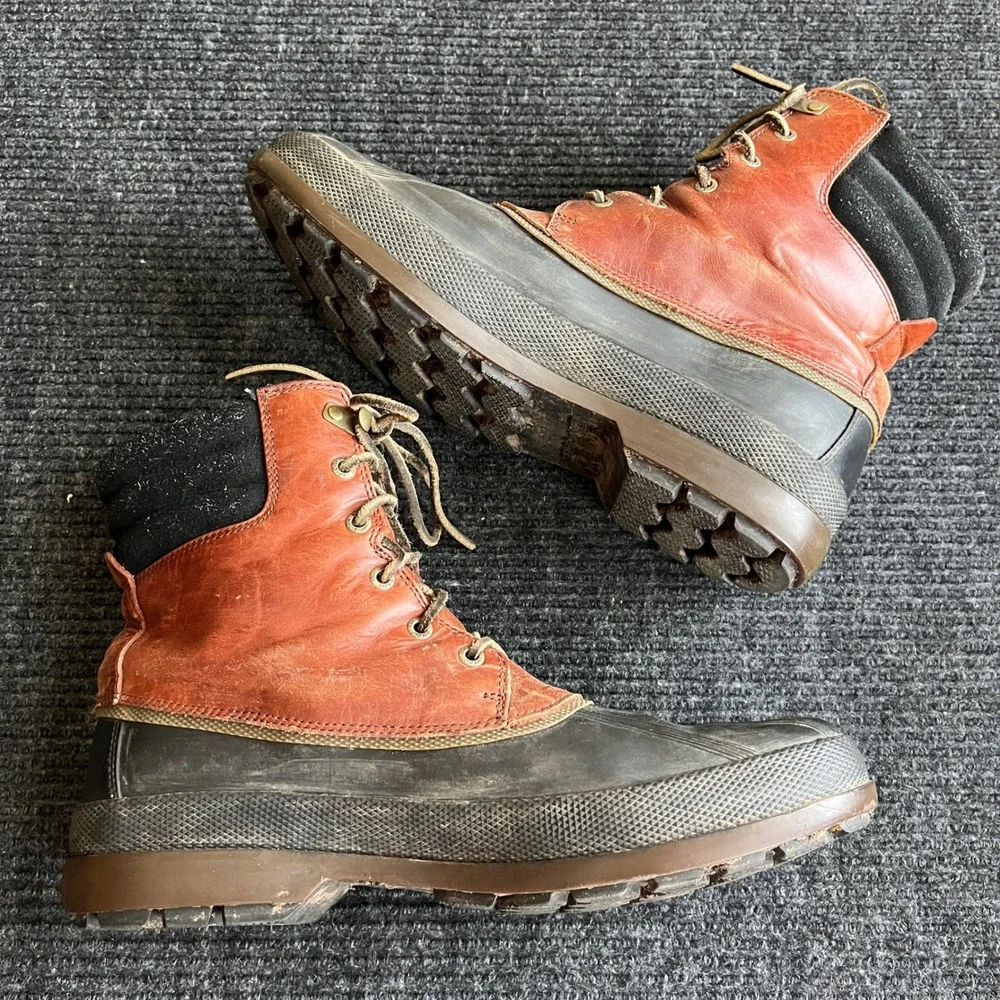 Sperry Avenue Duck Boots Mens 12M Tan Black Leather Waterproof winter utility